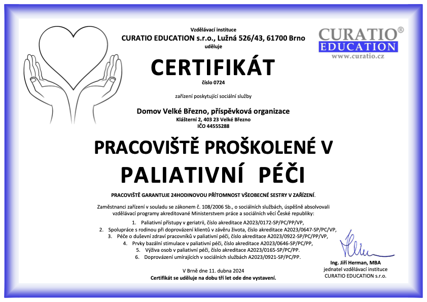 Certifikát paliativní péče
